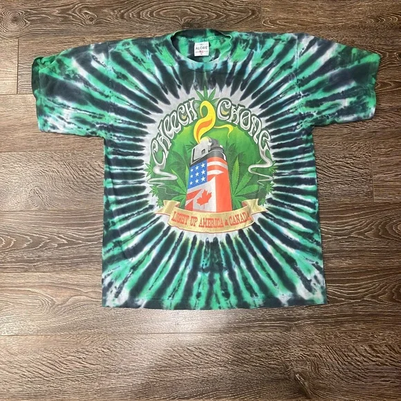 Green Cheech & Chong Tie Dye tour Tshirt - Picture 4 of 5